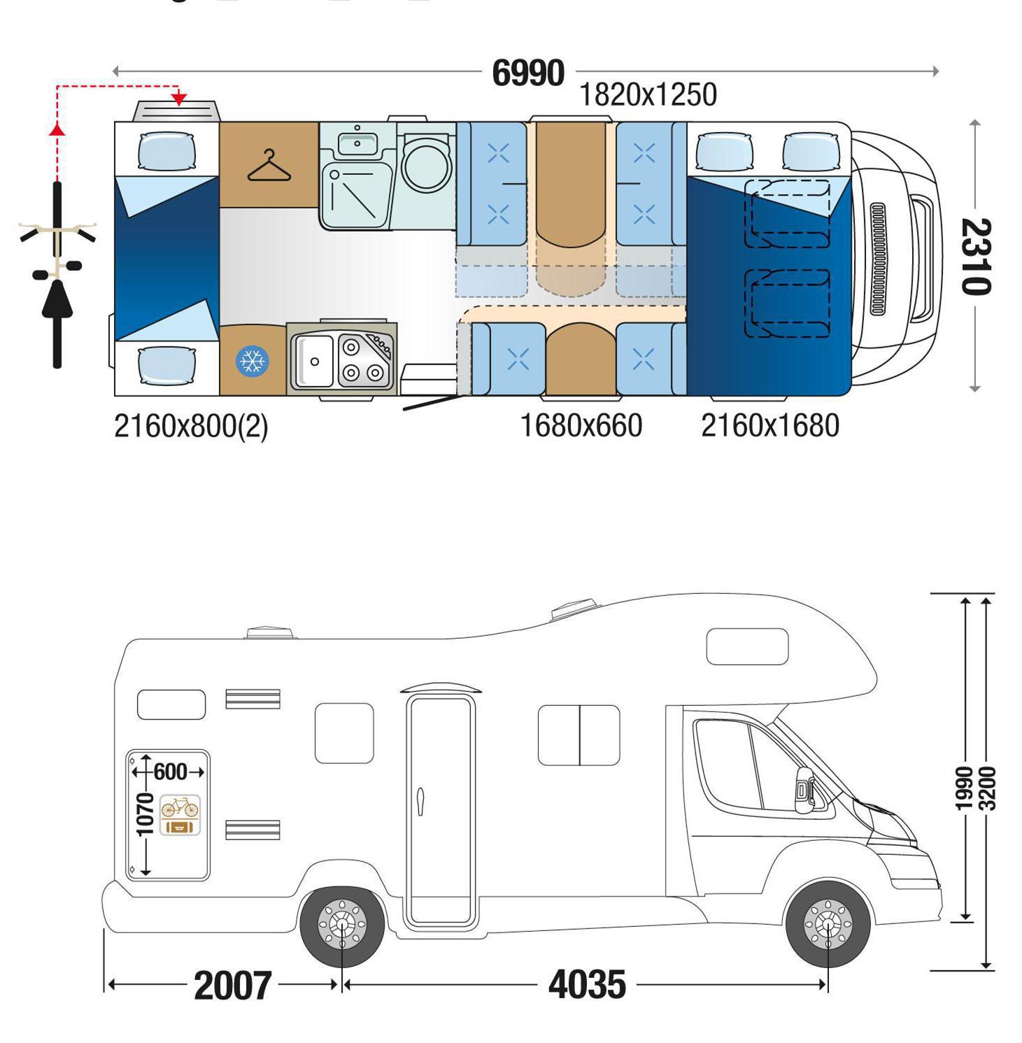 auto roller 707 motorhome rental for 7 people