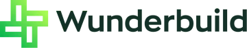 Wunderbuild logo: Green plus sign icon to the left of the dark green word "Wunderbuild".