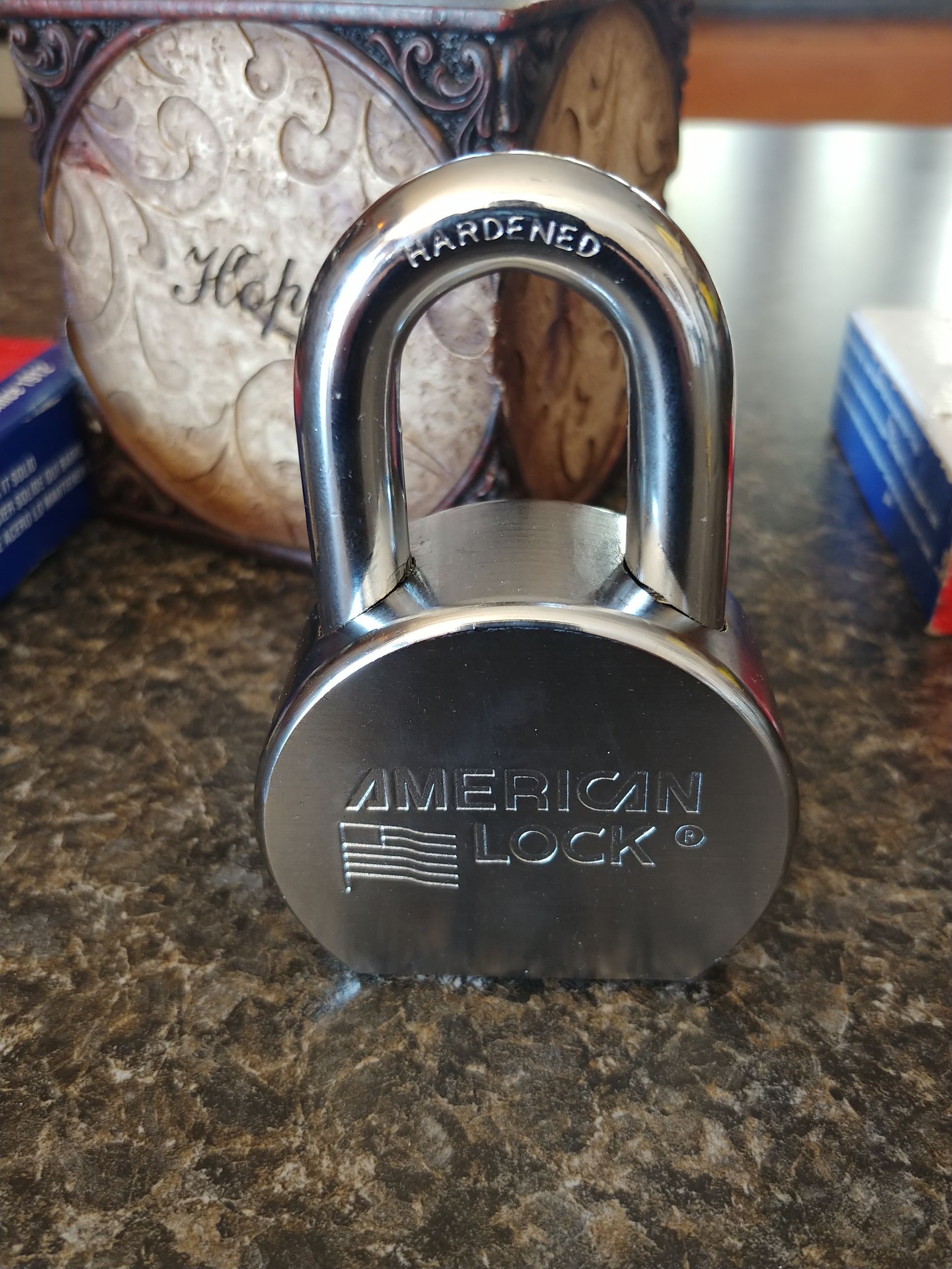 A padlock with the word american on it