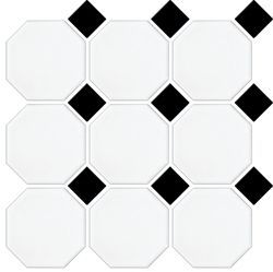 OCTAGONAL WHITE/BLACK DOT