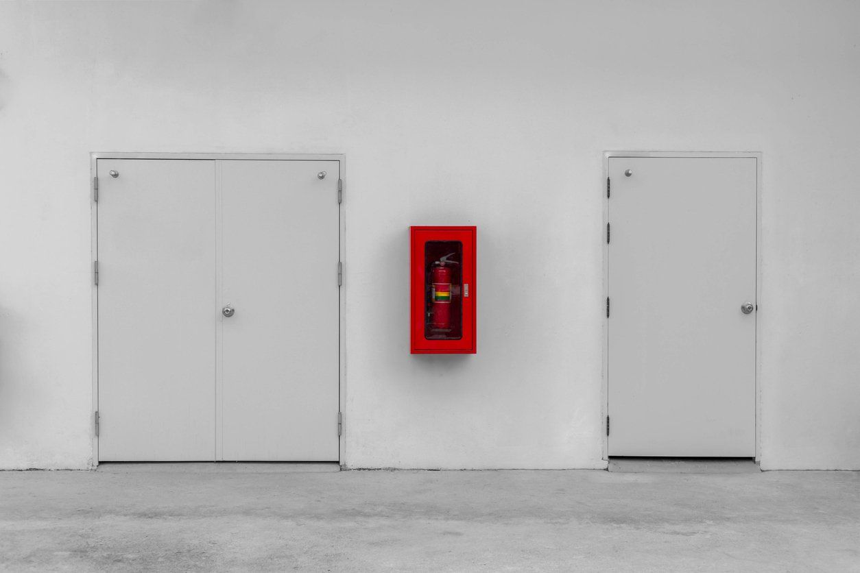 Brandblusserkast op de muur