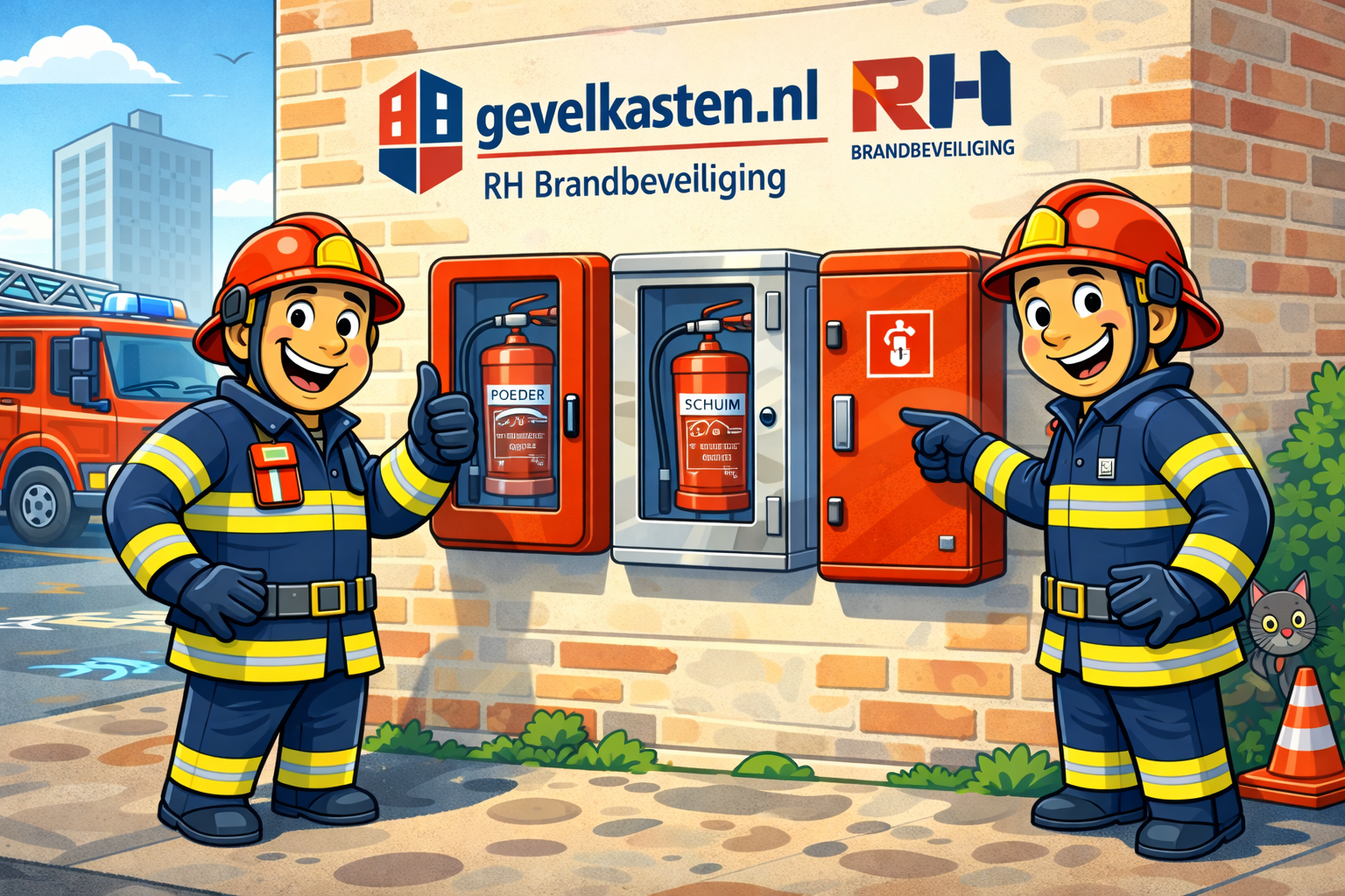 Brandblusserkasten van RH Brandbeveiliging en Gevelkasten.nl