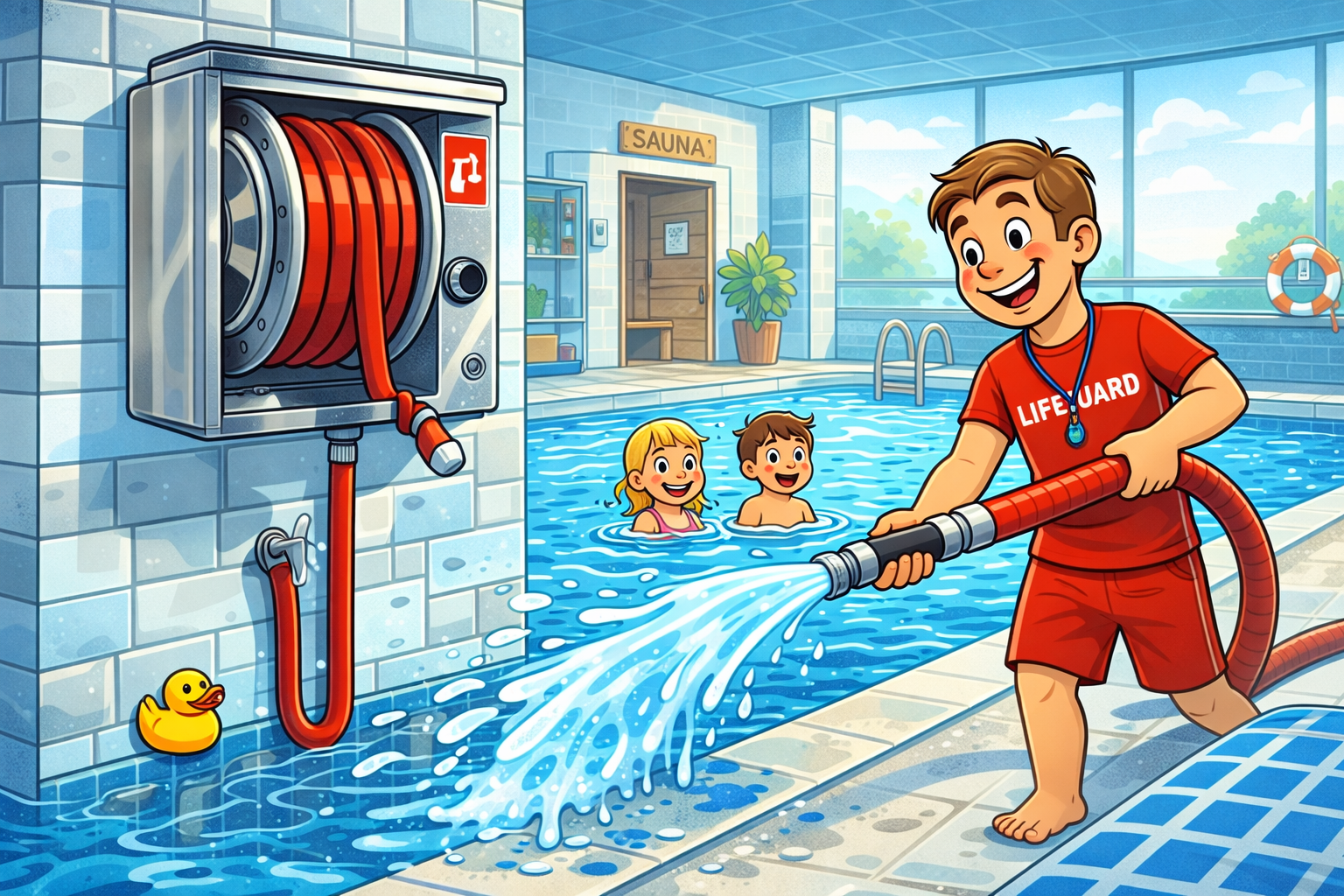 Brandslanghaspels RVS voor zwembaden