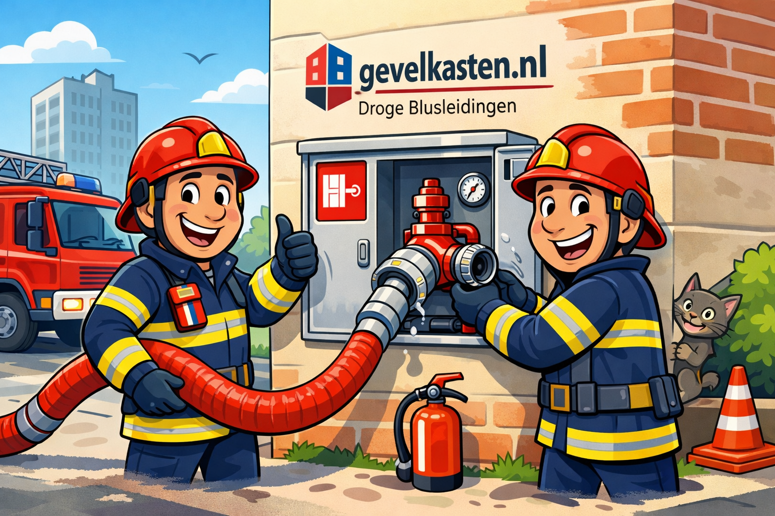 Gevelkast voor droge blusleidingen