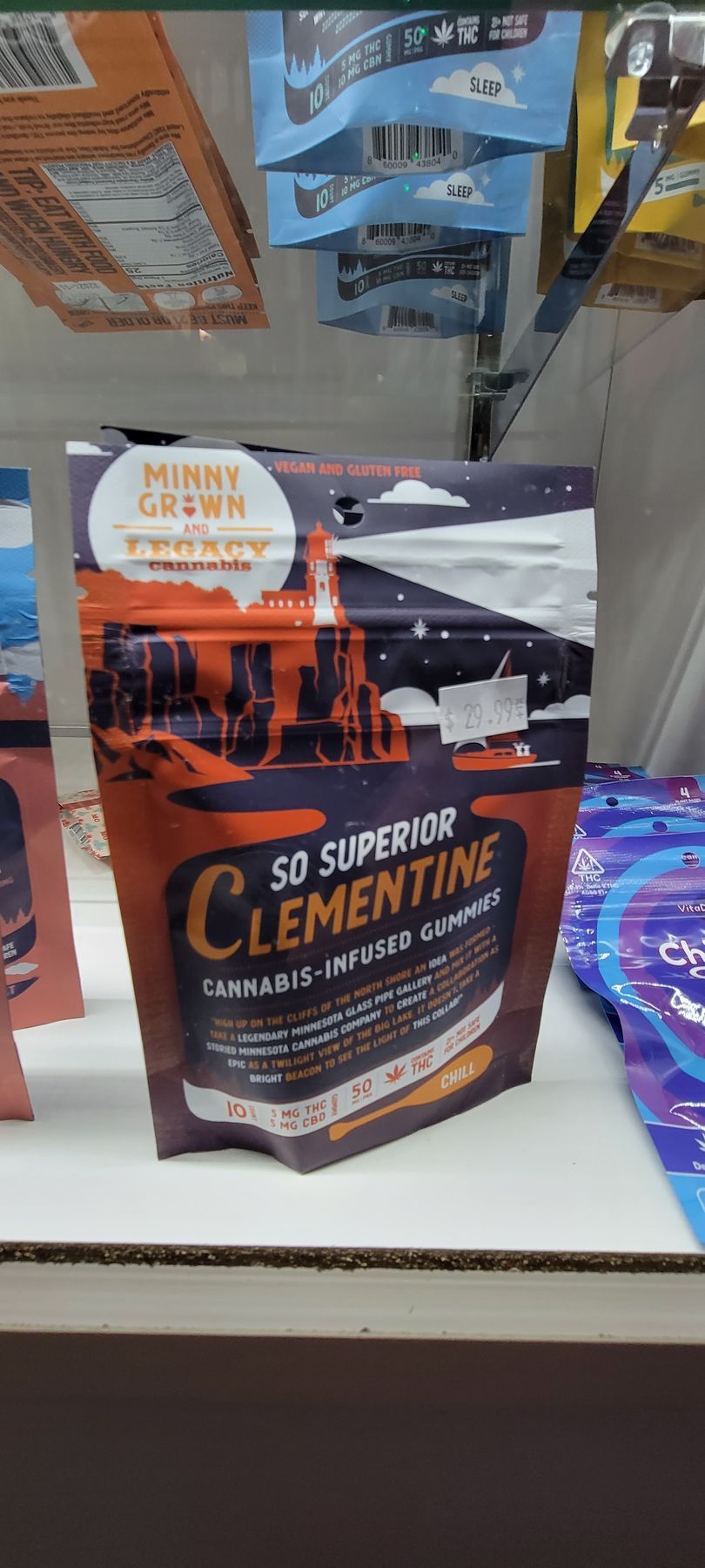 Bag of So Superior Clementine gummies with city skyline design.