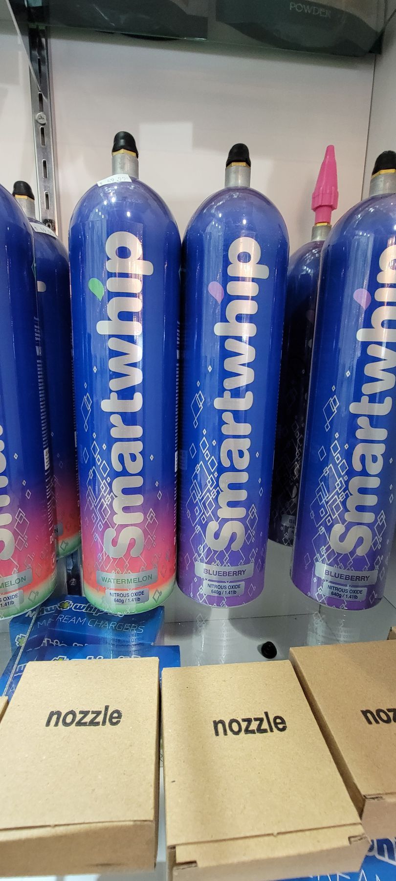 Shelved Smartwhip canisters and 