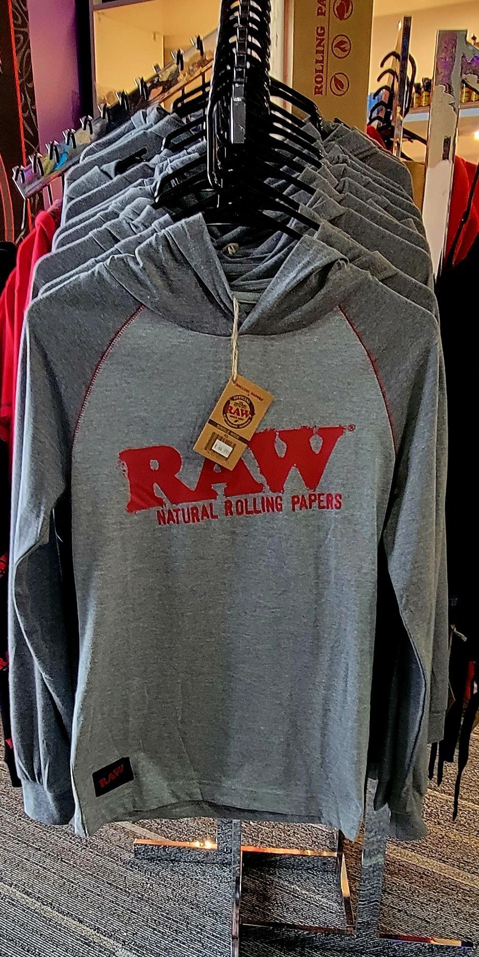Gray hoodie with red 