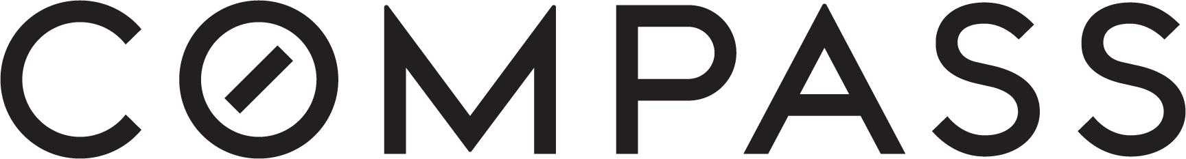 The word compass is written in black on a white background.