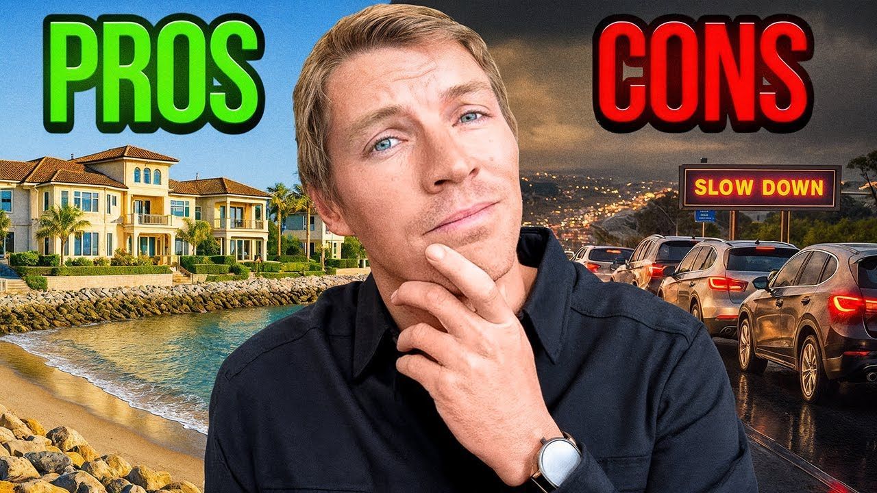 A man is thinking about the pros and cons of buying a house.