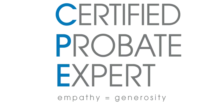 The logo for certified probate expert empathy generosity