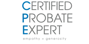 The logo for certified probate expert empathy generosity