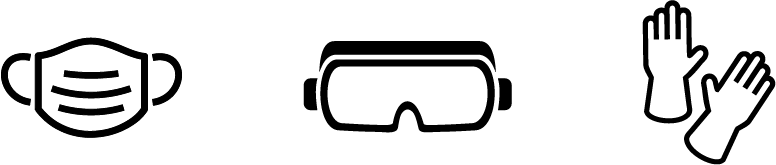 A mask , goggles , and gloves are shown in black and white.