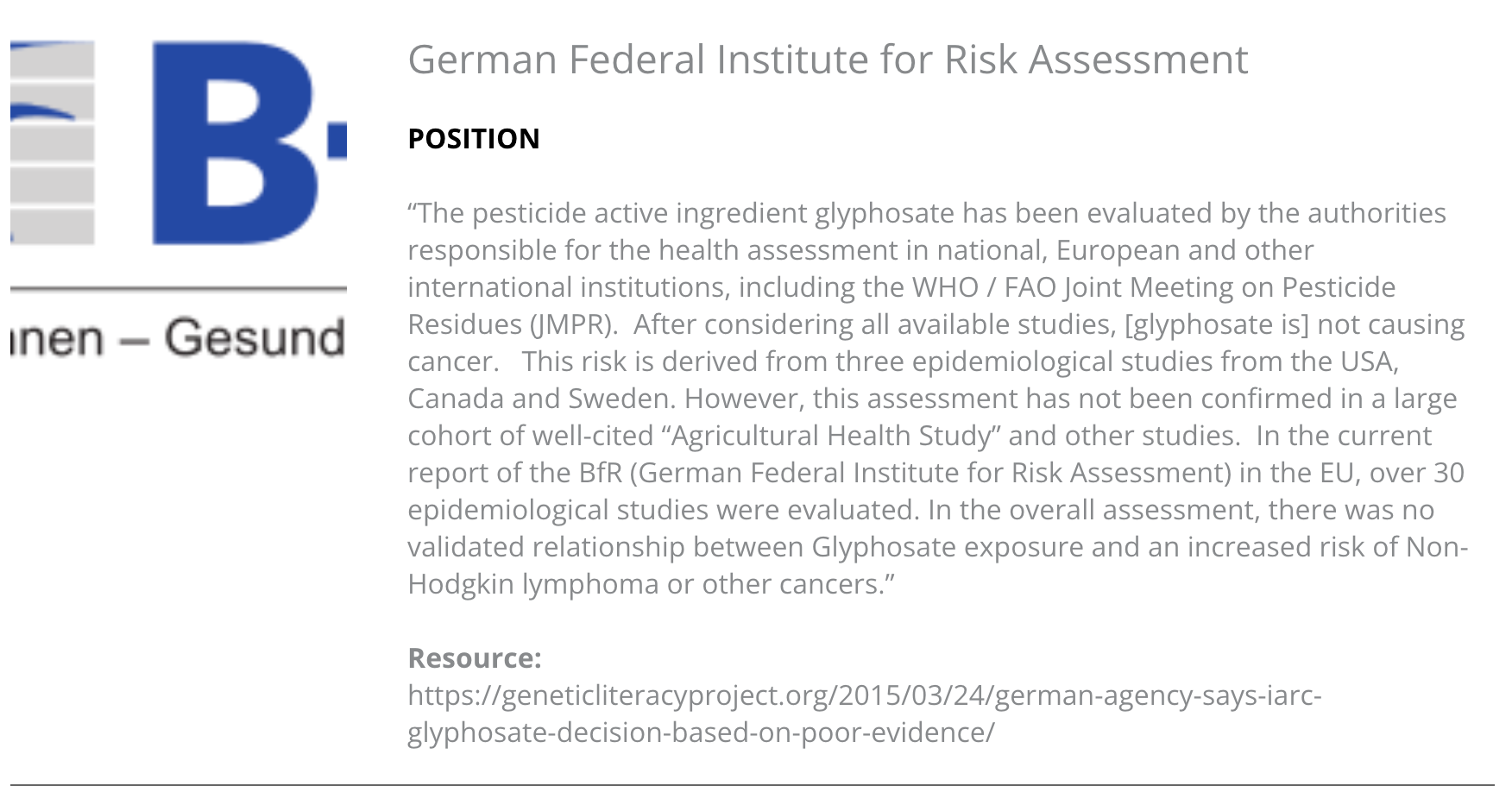 A german federal institute for risk assessment is written on a white background