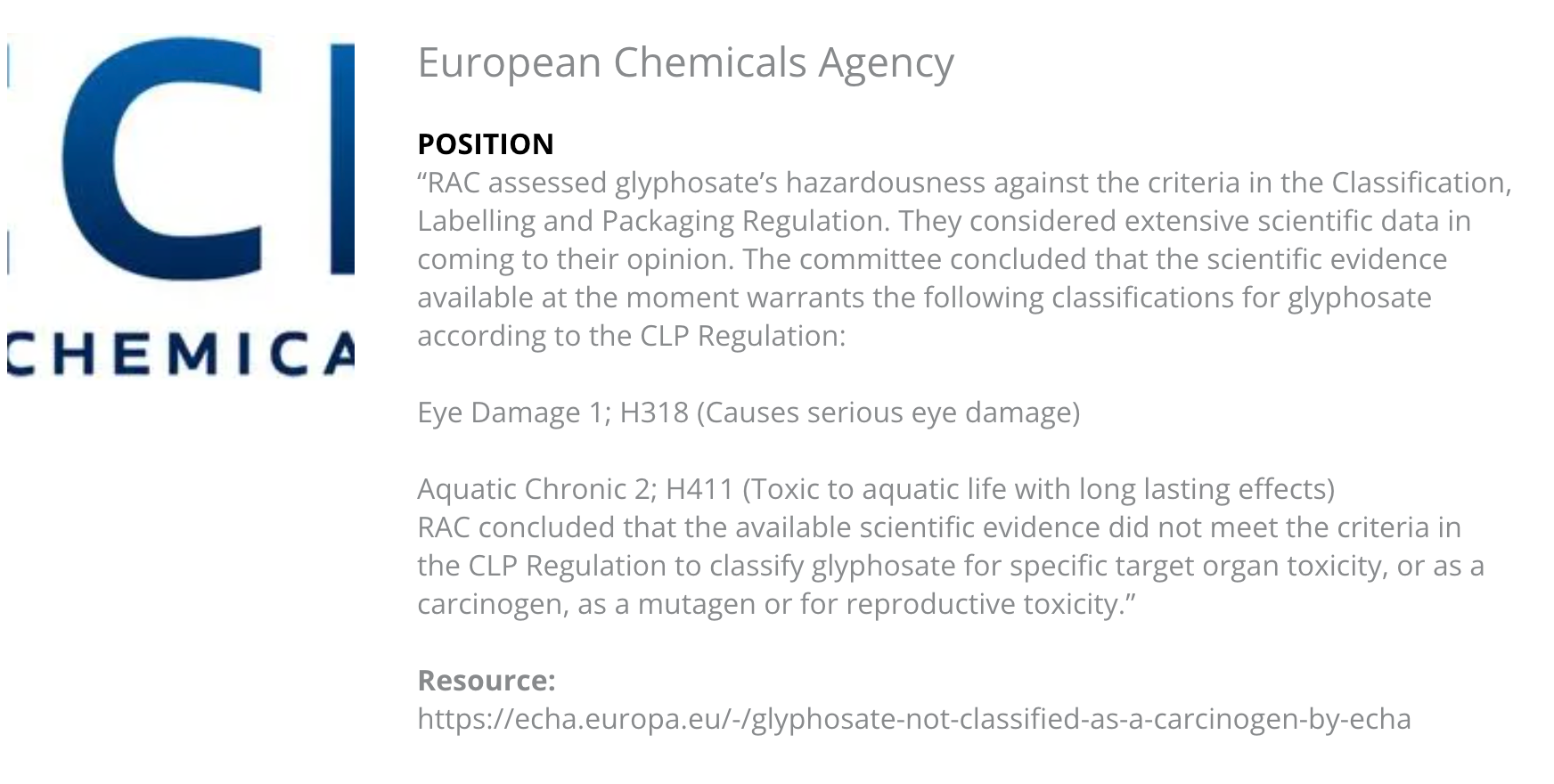 A page from the european chemicals agency