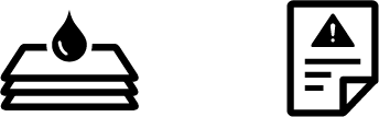 A stack of papers with a drop of liquid on top of them and a sheet of paper with a triangle on it.