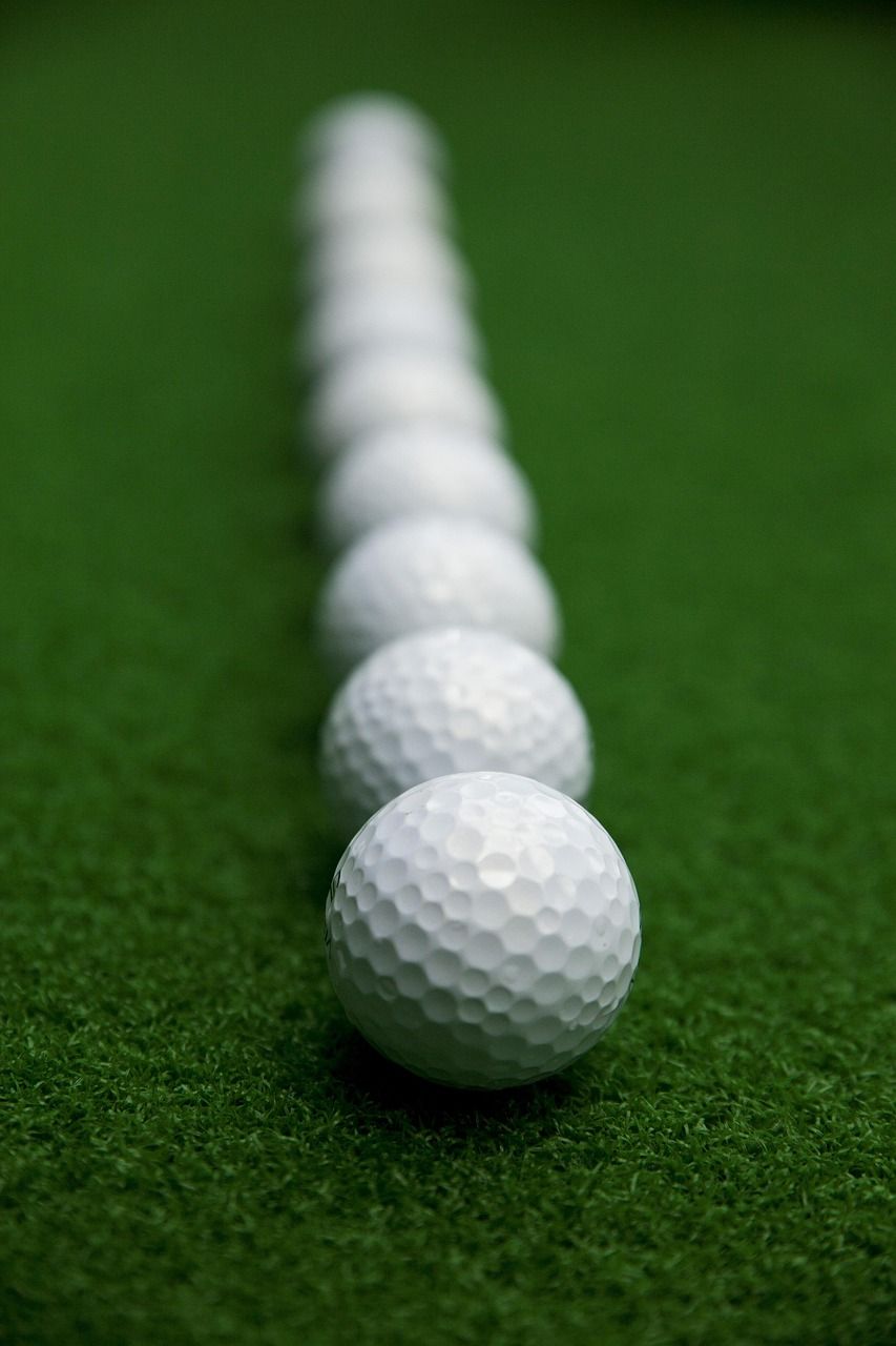 golf balls lined up in a row