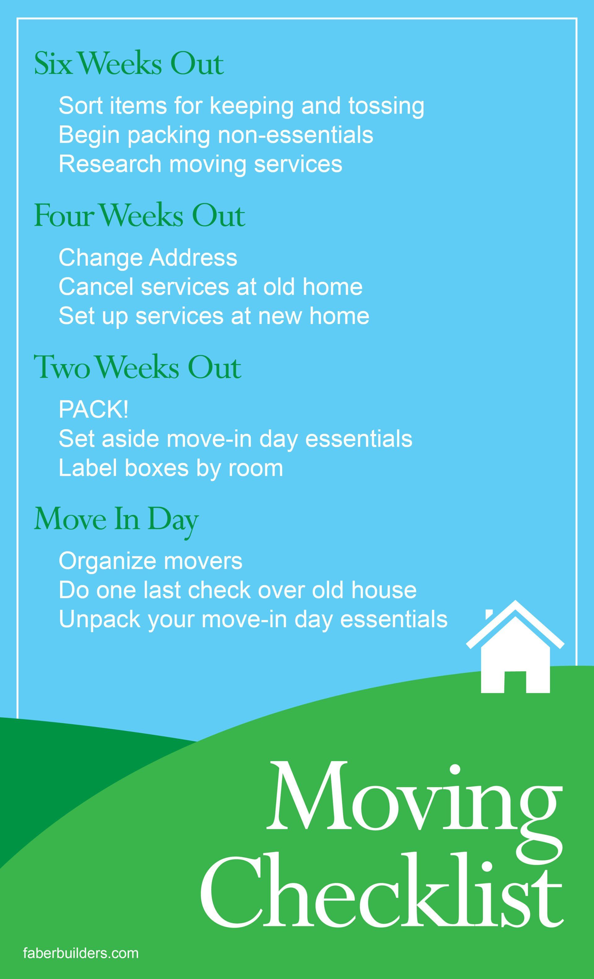 Take a look at our Moving Checklist