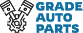 Logo for Grade Auto Parts: Engine pistons with text "GRADE AUTO PARTS".