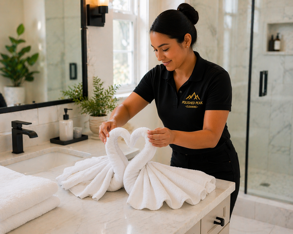 Yellow-gloved hand steam-cleaning a glass surface with a black nozzle in a bright room
