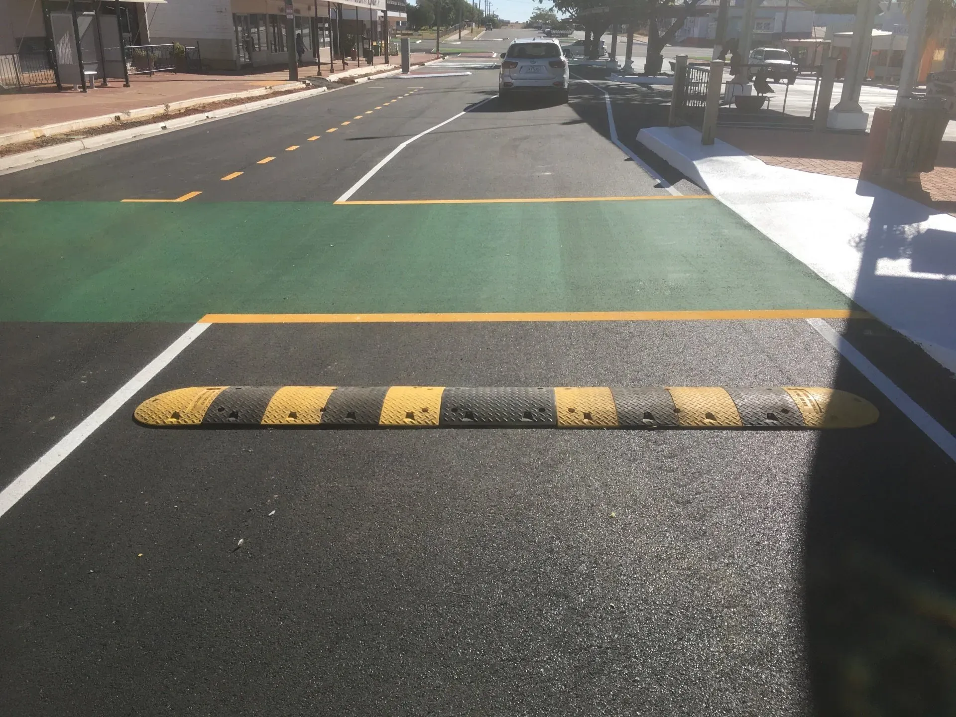An Asphalt Road with Green, Yellow and White Paint | Woree, Queensland | Cheshire Contractors