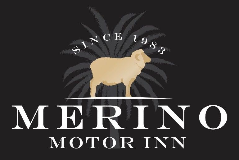 A merino motor inn logo with a sheep on it