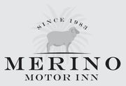 A merino motor inn logo with a sheep on it