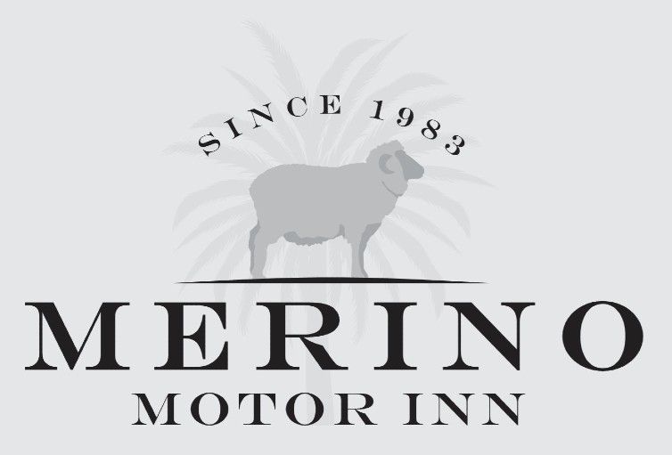 A merino motor inn logo with a sheep on it