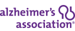 The logo for the alzheimer 's association is purple and white.