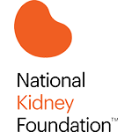The logo for the national kidney foundation is orange and black.