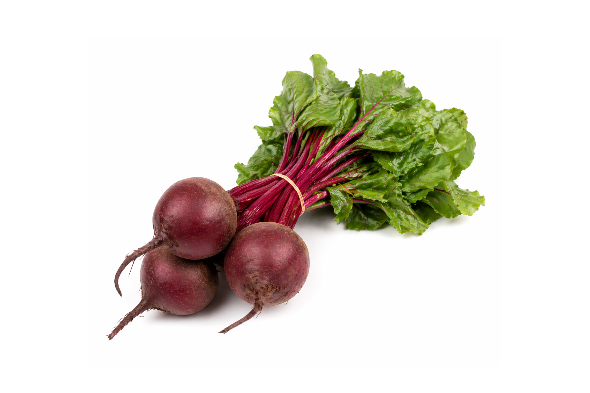 Bunched beetroot with stems and leaves attached