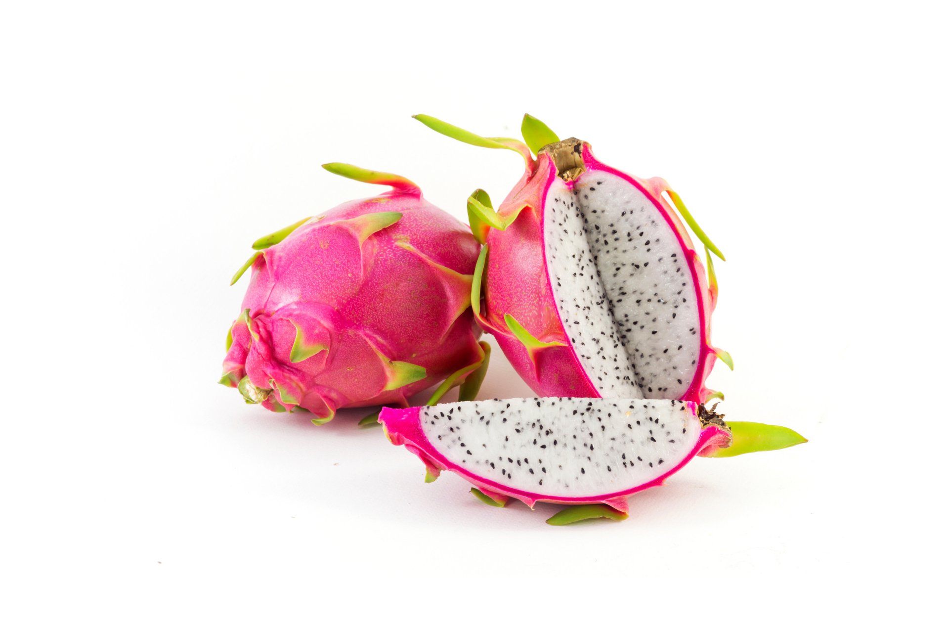 Dragon fruit with bright outer skin displayed whole