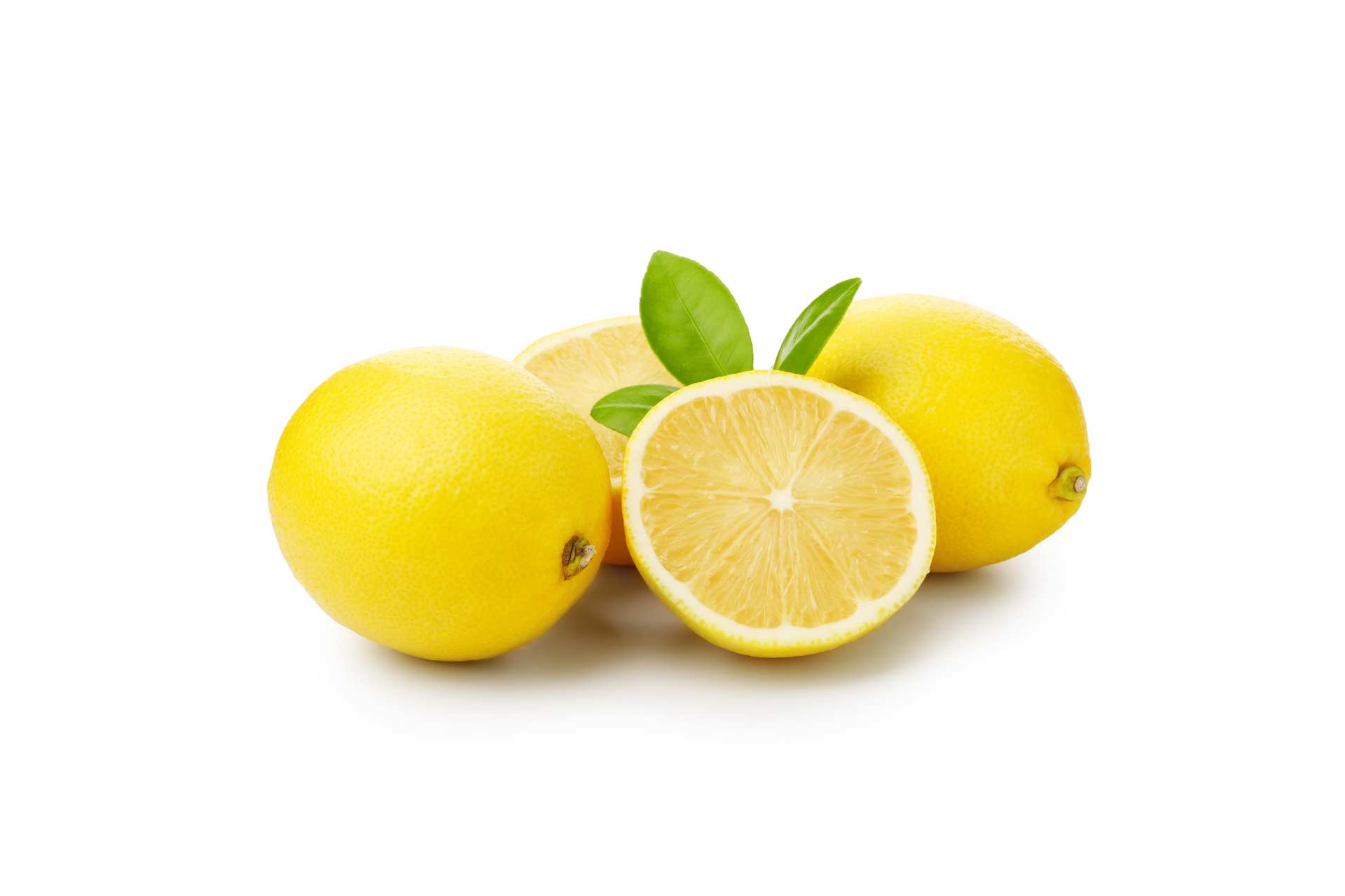 Whole lemons with bright yellow skin