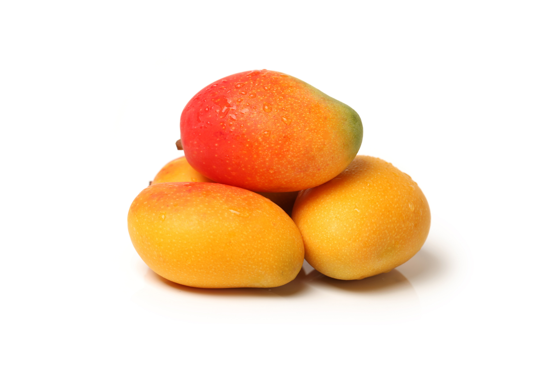 Whole Palmer mango with mixed red and green skin tones