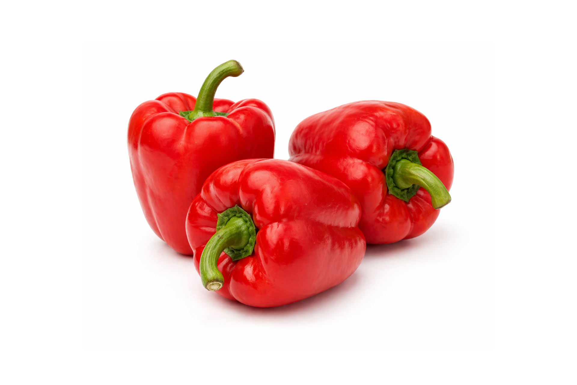 Whole red capsicum with smooth glossy skin