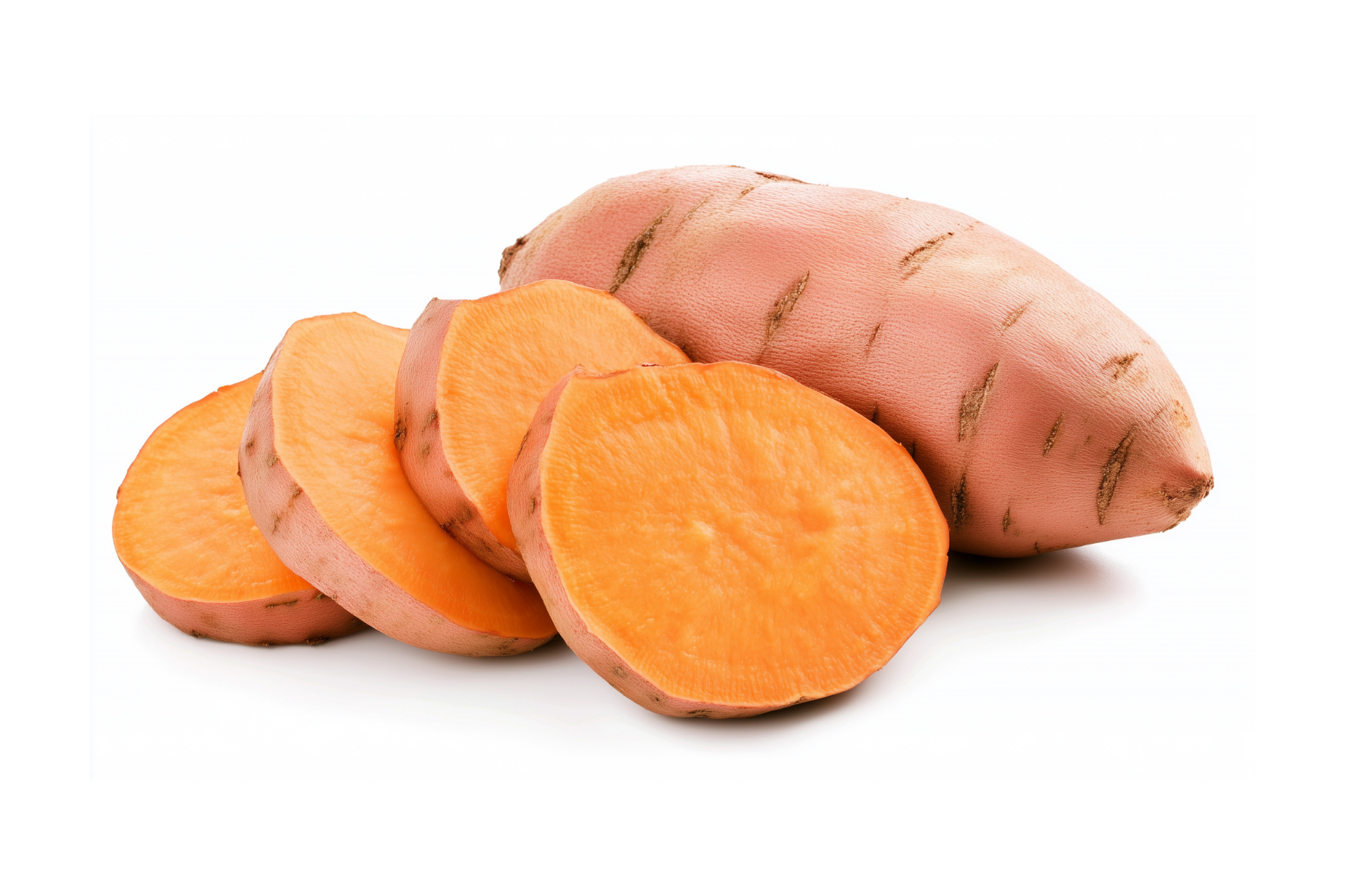 Whole sweet potatoes with natural reddish-brown skins