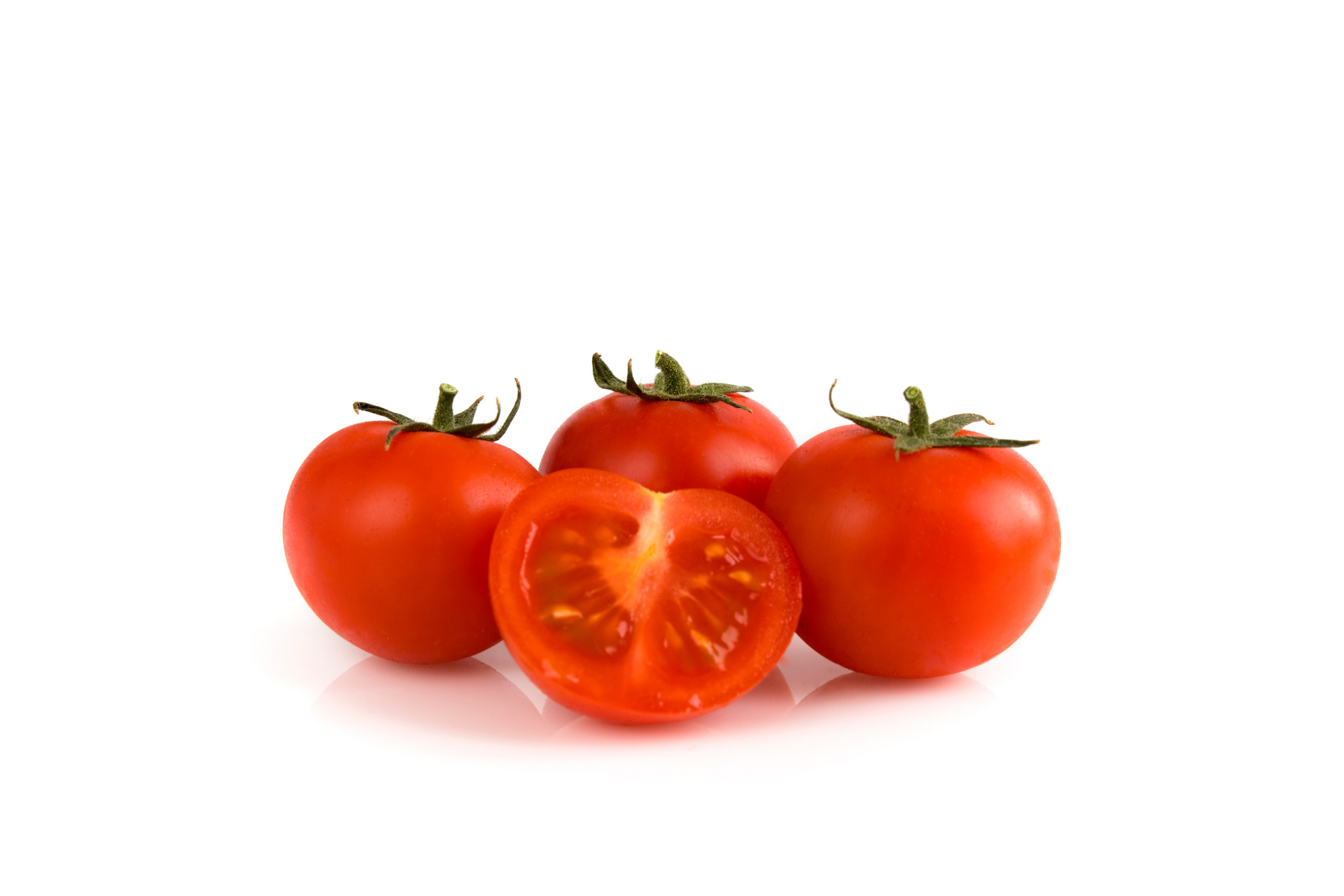Round tomatoes with smooth red skins