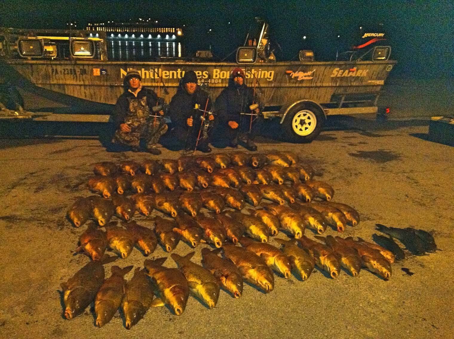 Three Men and their Fishes — Lancaster County, PA — Night Ventures Bowfishing Charters
