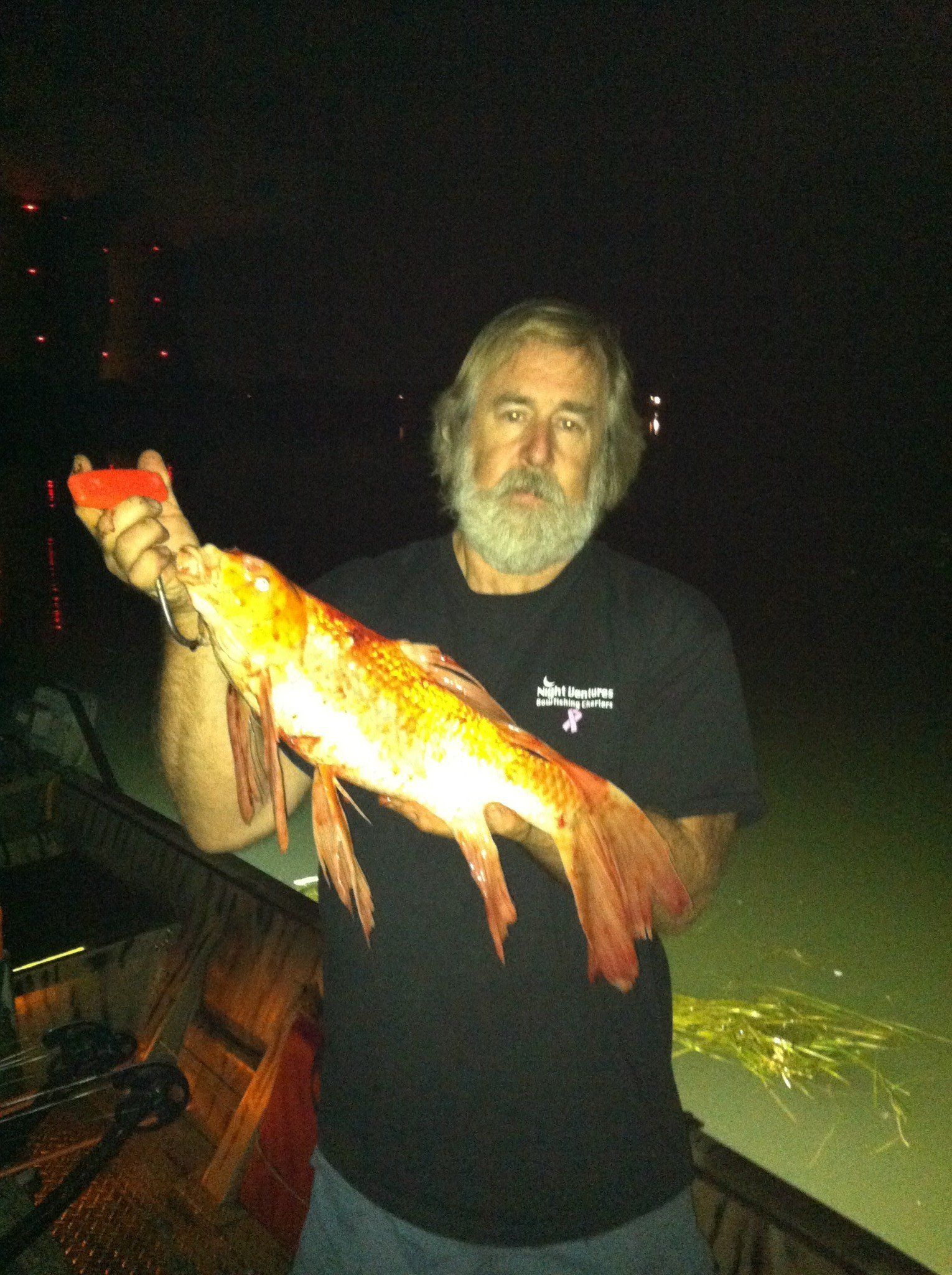 Old Man with a Carp — Lancaster County, PA — Night Ventures Bowfishing Charters