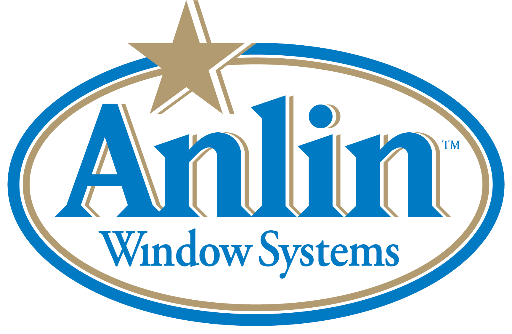 the logo for anlin window systems has a star on it .