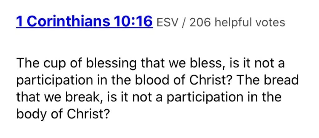 Biblical verse text image with quote from 1 Corinthians 10:16 (ESV)