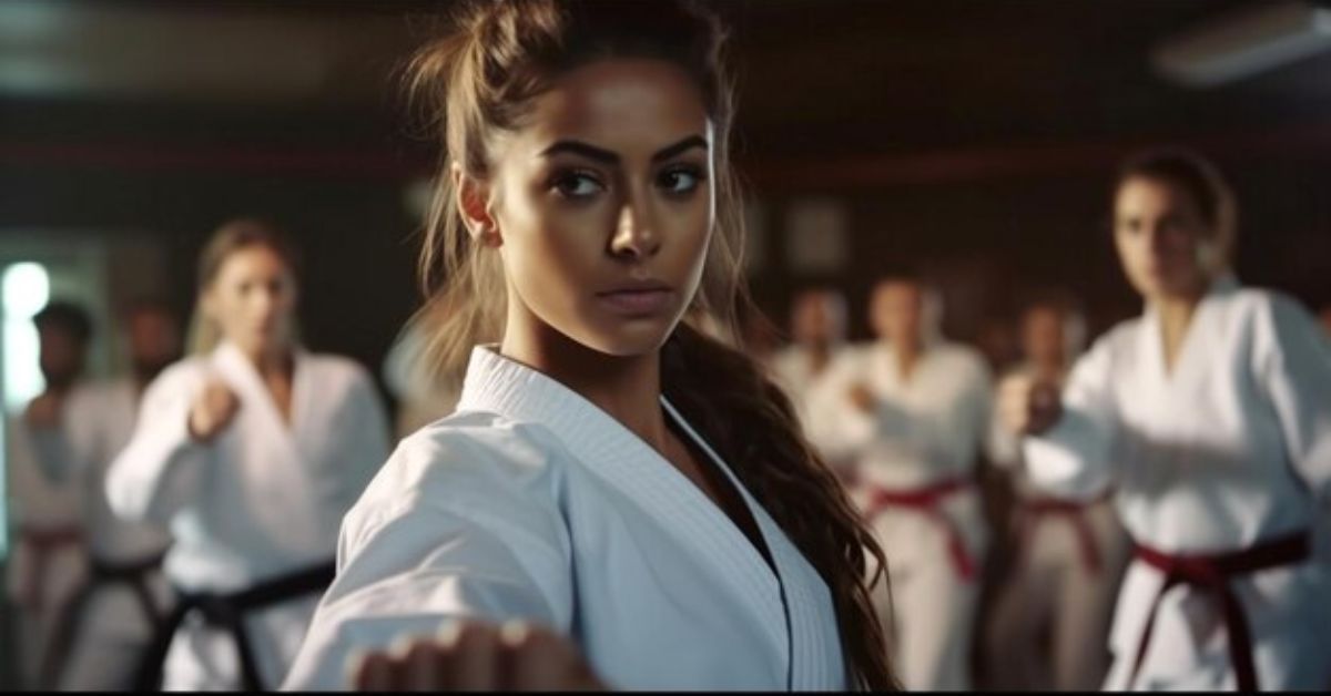 woman-focusing-in-karate-class