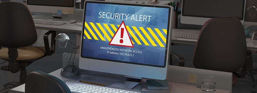 security alert on computer monitor