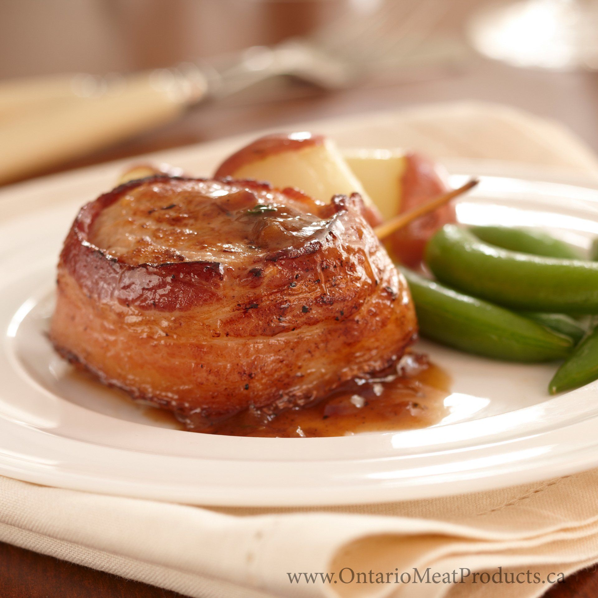 Bacon Wrapped Pork Medallion with Port Sauce