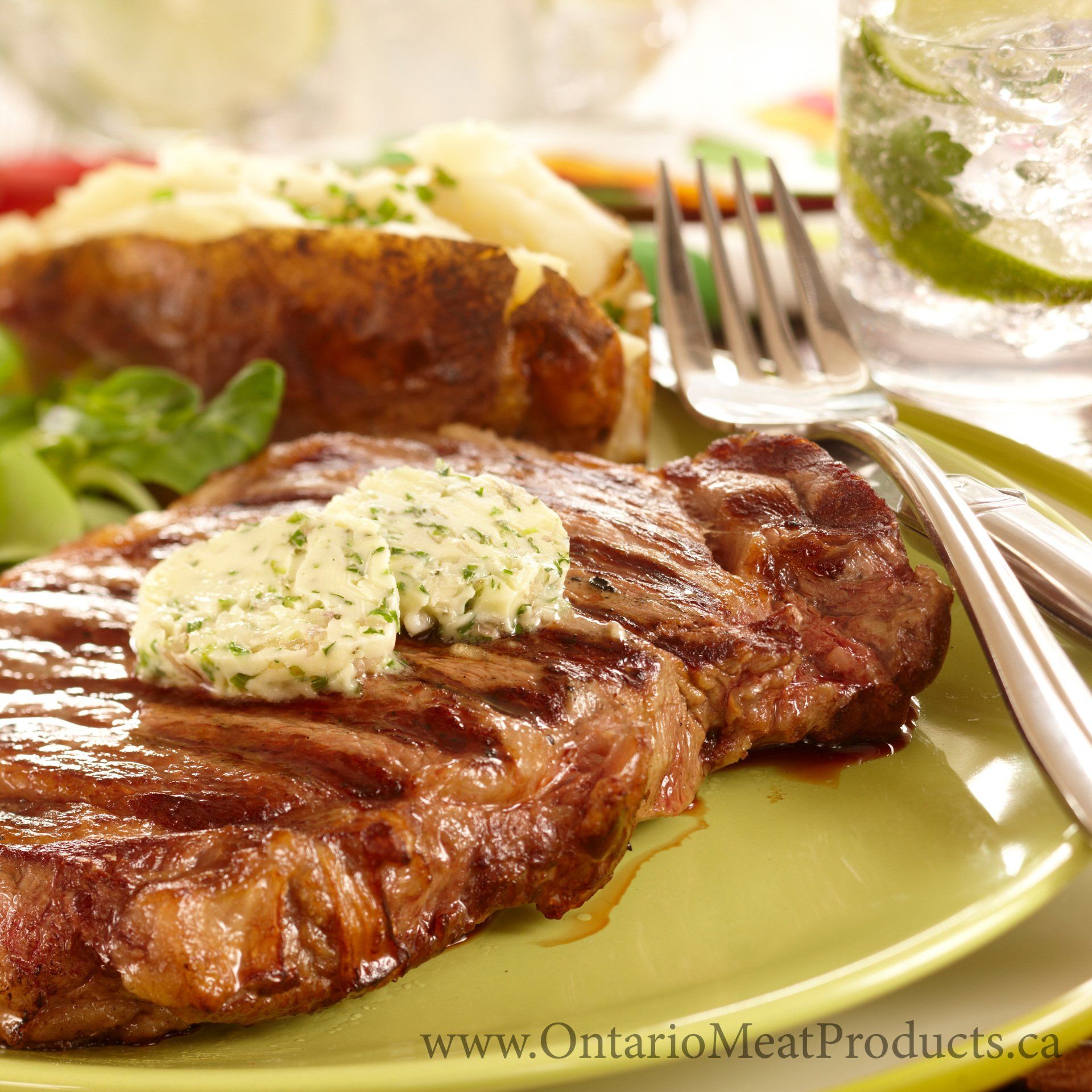 Grilled Steak with Shallot Herb Butter