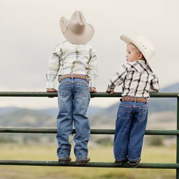 KID COWBOYS ON FARM