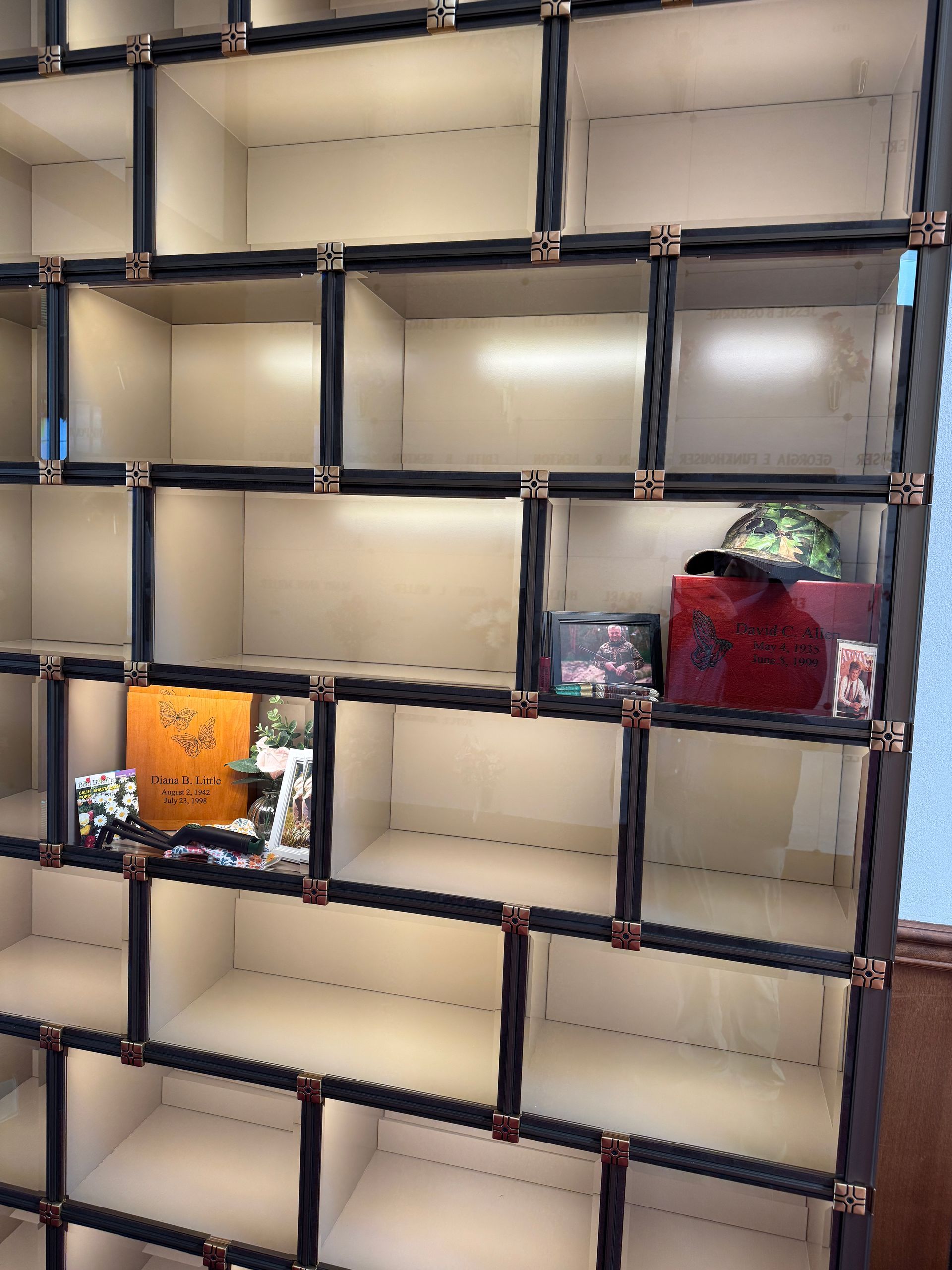 A shelf filled with lots of empty shelves