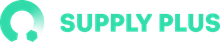 The logo for supply plus is green and white with a circle in the middle.