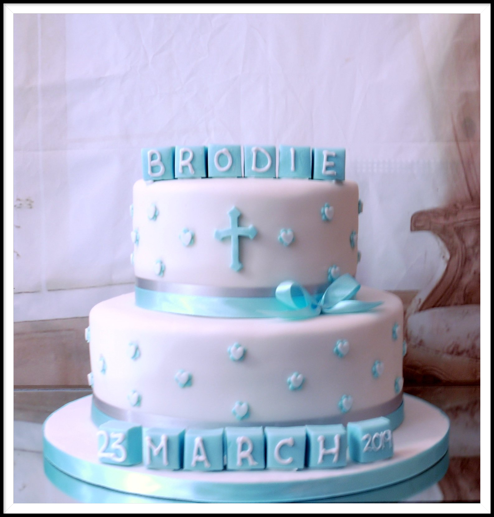 2 tier christening cake