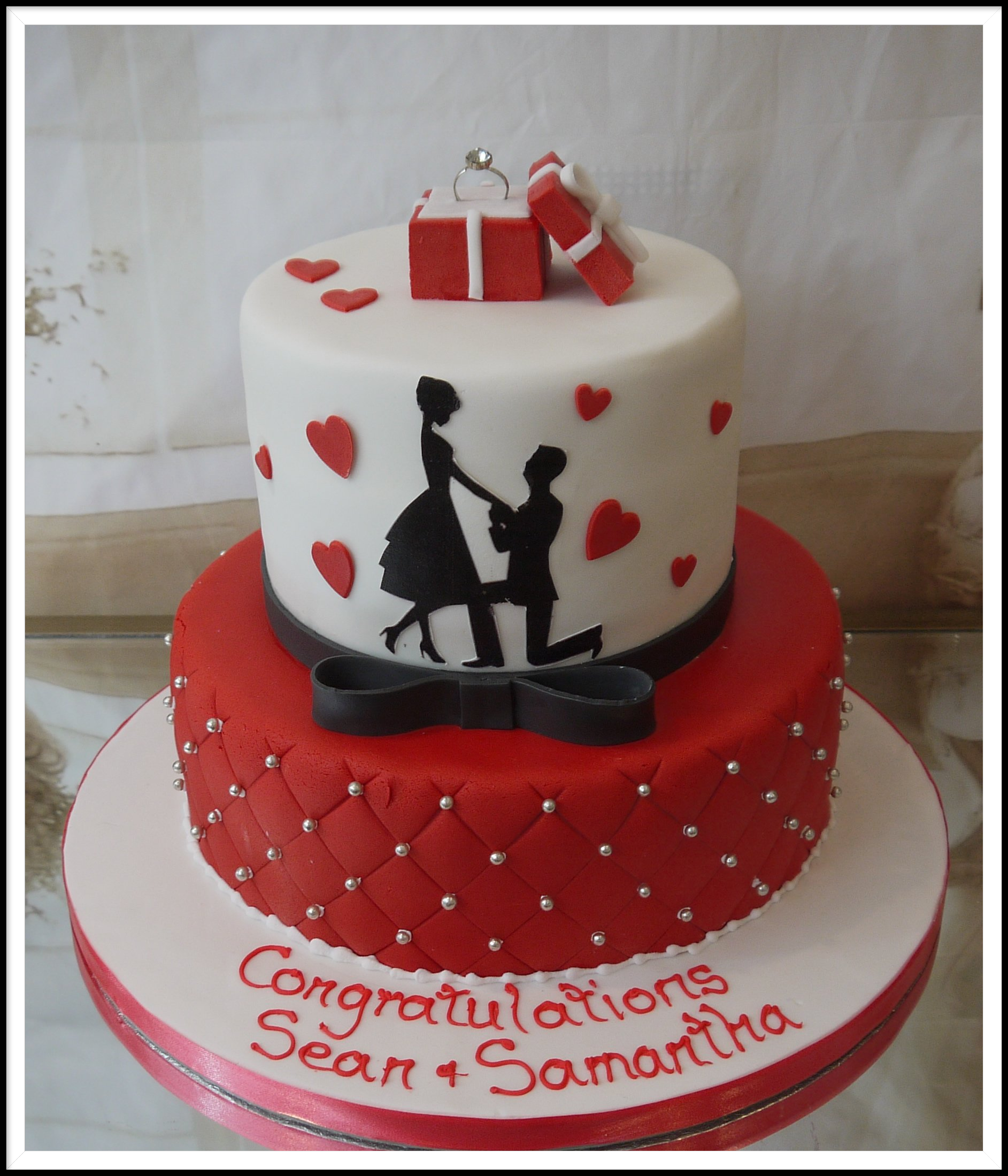 2 tier engagement cake