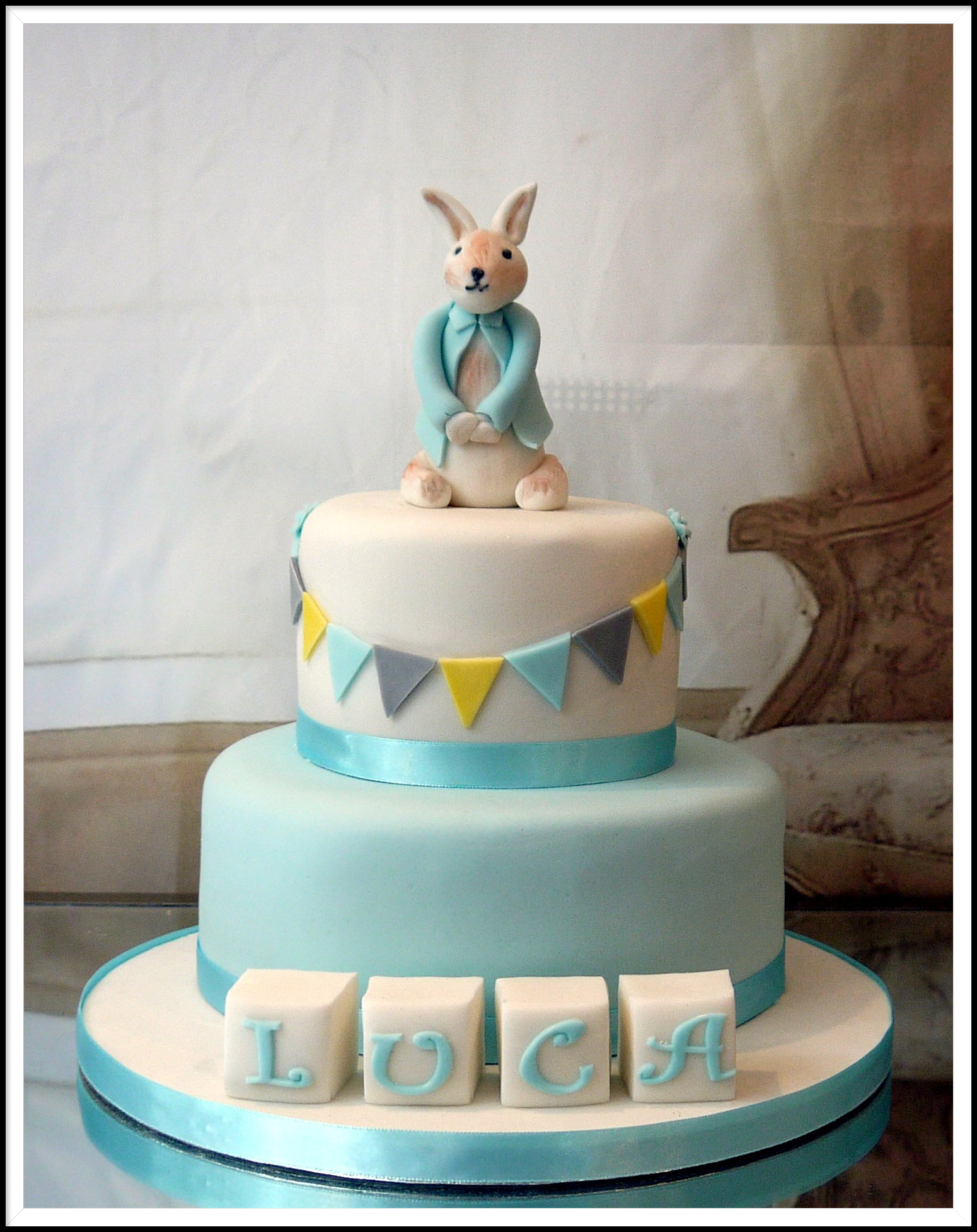 2 tier rabbit birthday cake
